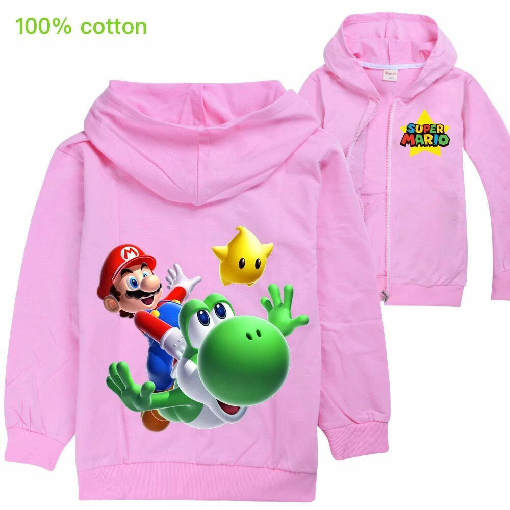 Super Mario Yoshi Boy Girl Fashion Casual Zip Jacket Hoodie Coat