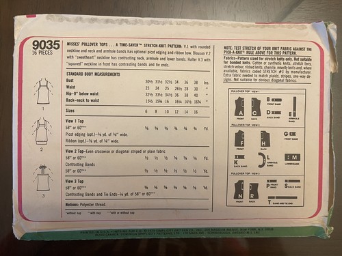 Simplicity 9035 Pattern Top Tank Uncut Miss Size 10 12 14 Vintage 1979 1229 - Picture 2 of 3