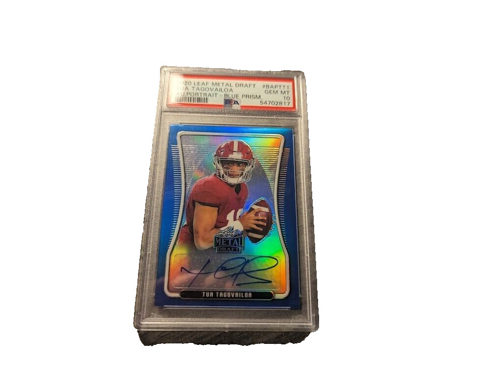 Tua Tagovailoa Leaf Metal Draft Autograph Portrait #BAPTT1 Blue Prismatic