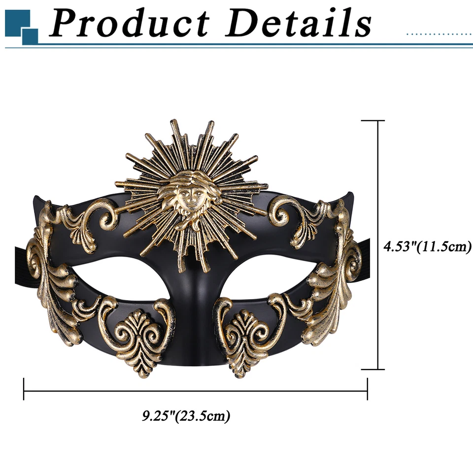 Men's Masquerade Mask Venetian Roman Greek Mask for Mardi Gras Halloween Party - Image 4 of 4