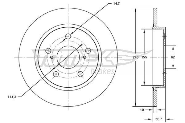 2X Tomex Brakes TX 72-00 Bremsscheibe FüR Toyota-image