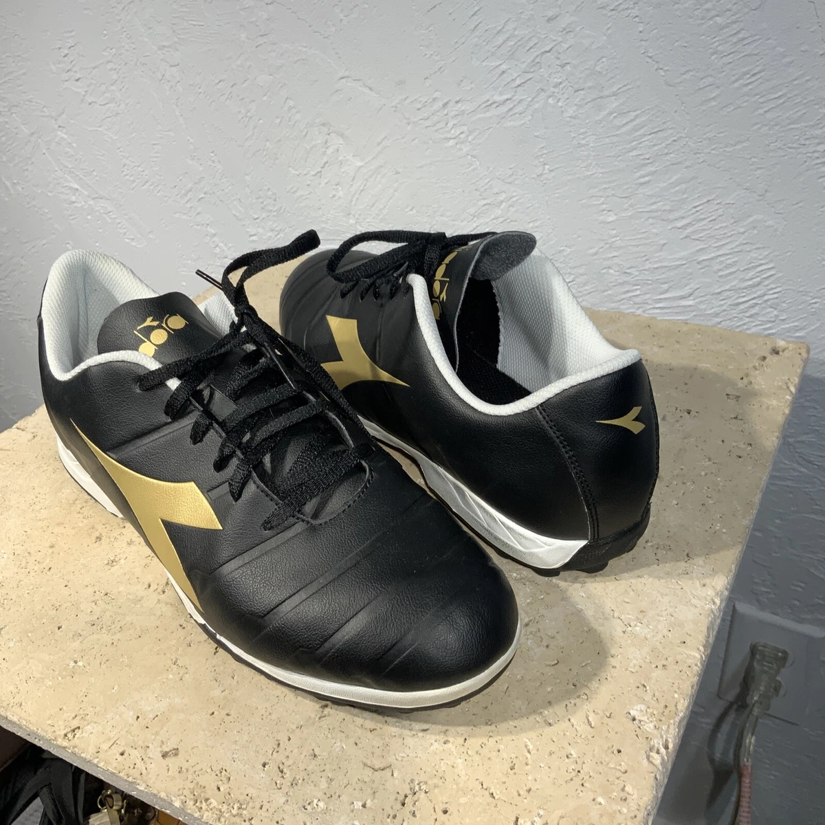 Diadora 176259 C2351 Mens Pichichi Black Gold Soccer Cleats Men s Size 12