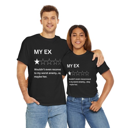 Funny 1 Star Review Unisex Tee My Ex Sarcastic Graphic T-Shirt My Worst Enemy - Picture 7 of 137