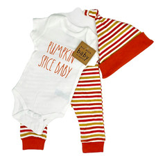 Rae Dunn Autumn Pumpkin Spice Outfit Size 3-6 Months Cotton