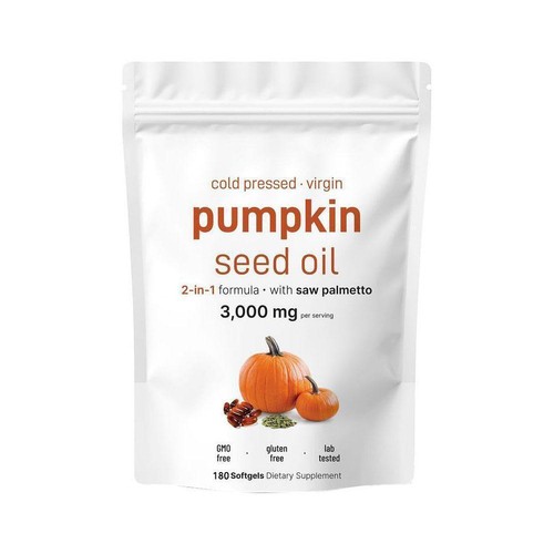 Pumpkin Seed Oil with Saw Palmetto, 3,000mg Per Serving, 180 Softgels USA 1 Pack