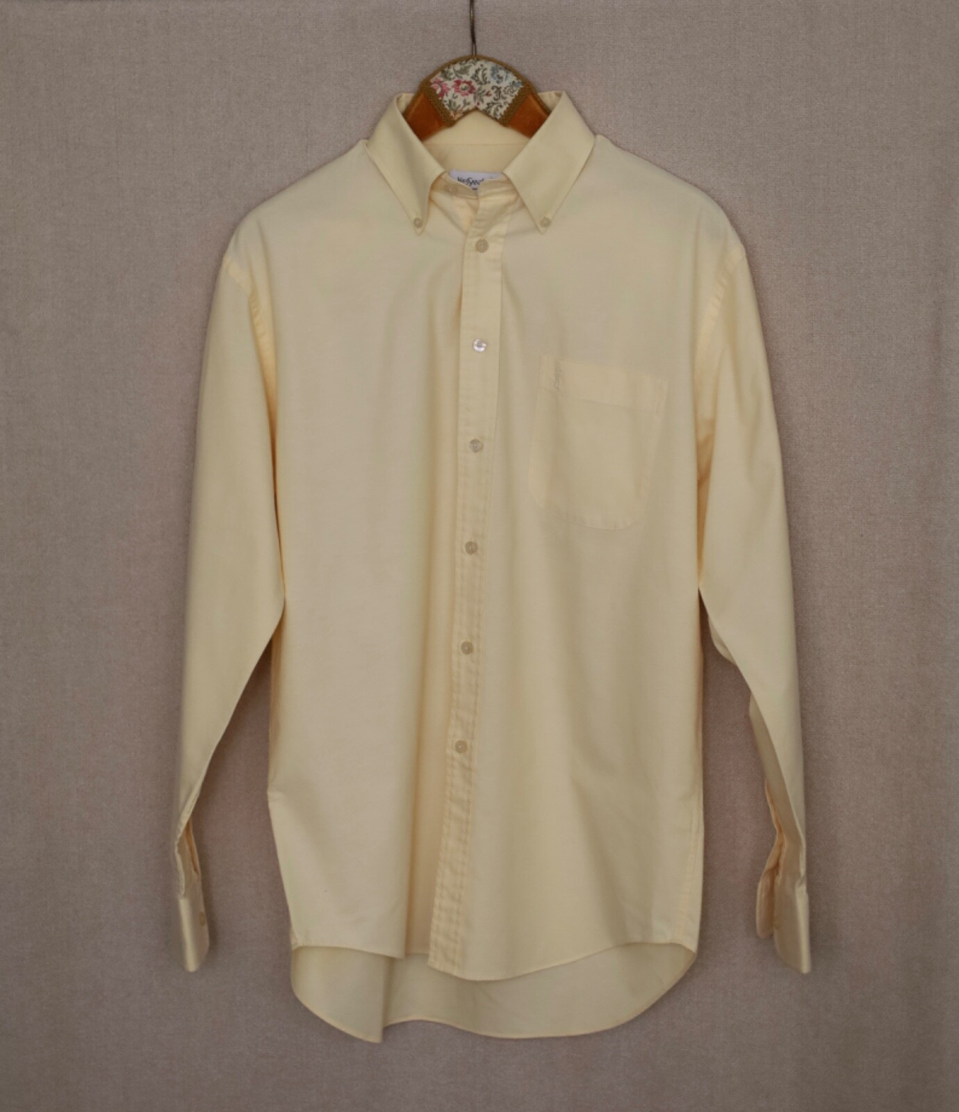 Yves Saint Laurent Camicia Uomo Pour Bomme Manica Lunga Giallo Taglia:39 15
