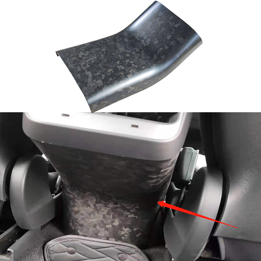 Tesla Model Y 3 2020-2023 Carbon Fiber Cover Rear Seat A/C Kick plate Marbling-image