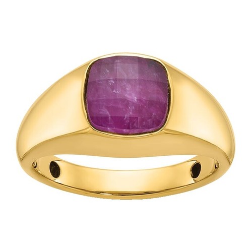 Vintage 0.87 TCW 3 Stone Ruby & Pearl 10K Yellow Gold Ring Size 7