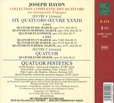FESTETICS QUARTET HAYDN: COLLECTION COMPLETE DES QUATUORS, VOL. 4 - LES QUATUORS