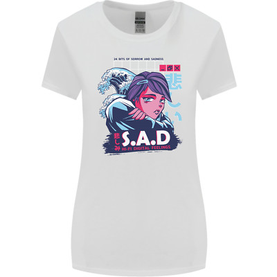 Musik Vaporwave Anime Girl Emo SAD Damen T-Shirt breiter geschnitten