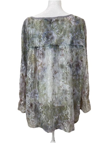 Zac & Rachel Women’s XL Blouse Lace Fairy Whimsygoth Green Purple Burnout Look - Picture 4 of 10