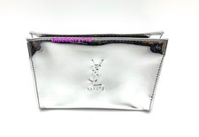 New! YSL Yves Saint Laurent Beauty PVC Makeup Cosmetic Bag ~ Silver