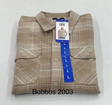 Frye Mens Button-Up Twill Utility Shirt, Tan,...