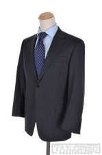 HICKEY FREEMAN Beacon Gray Striped 100 Wool Jacket Pants SUIT Mens - 42 R