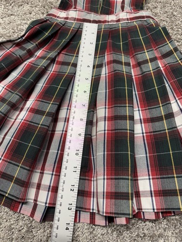 Becky Thatcher Elderwear Red Green Tartan Plaid Uniform Jumper Dress Girls 5 - Picture 8 of 10