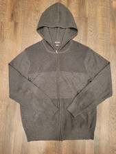 Michael Kors Men s XL Wool Blend Full Zip Hooded Sweater Gray Knit Hoodie