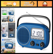 Portable AM FM Rechargeable Radio with Bluetooth, Digital Display, AC/Battery Po