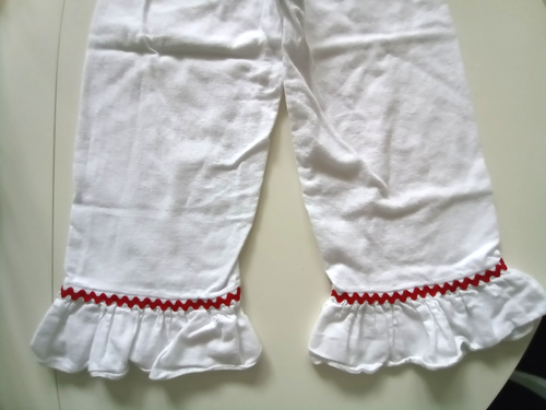 RUFFLE HEM Girls size 5 Cute RICK RACK TRIM COTTON SLEEP Pants - Picture 6 of 7