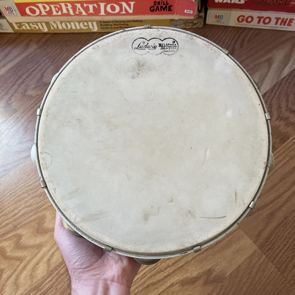 "Pandereta Ludwig Weather Master de colección 10"" marco de madera jingles de metal EE. UU. Foto 3 de 4
