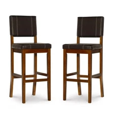 Home Square 2-Piece Furniture 30" Wood Bar Stool Set in Dark Brown
