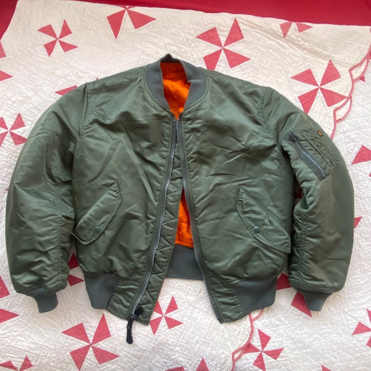 ALPHA ma-1 flight jacket USA製 olive Vintage 80s Alpha Industries ma1 olive flight bomber jacket made