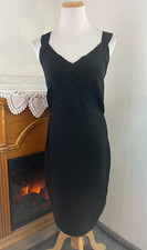 Kardashian Kollection Black Shimmer Bandage Sheath Dress Back Zip ~ Size L