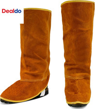 Leather Welding Spats Extra Long - Heat and Abrasion Resistant Welding Boot Cove