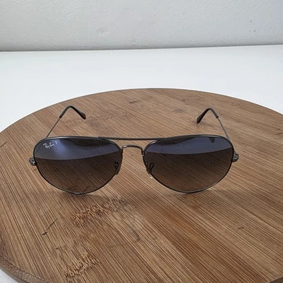 Ray-Ban Pilotenbrille Herren 62-14 Gunmetal Grau Farbverlauf Polarisiert Italy - Bild 1 von 4