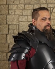 Mytholon Rikomer Schultern Stahl Br&uuml;niert Larp Mittelalter #13322