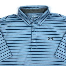 Under Armour Men's XL The Playoff Polo Striped Blue Performance Loose Fit Shirt