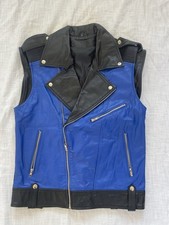 Unisex Sleeveless Biker Style Classic Genuine Leather Vest Punk. Size S/M.