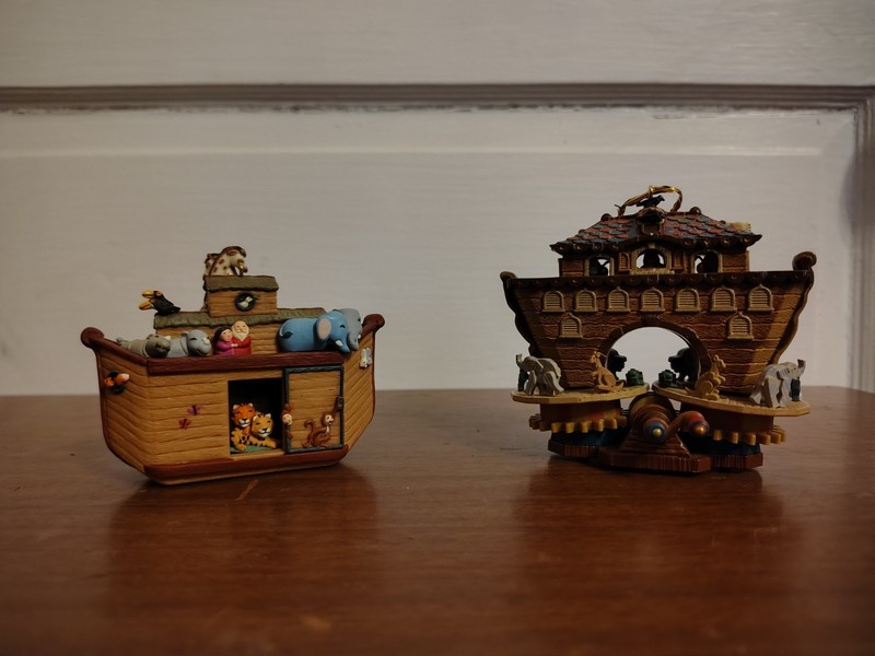 Hallmark Keepsake Noah's Ark ornaments Set Of 2, 2005 & 2006 With Moving Parts