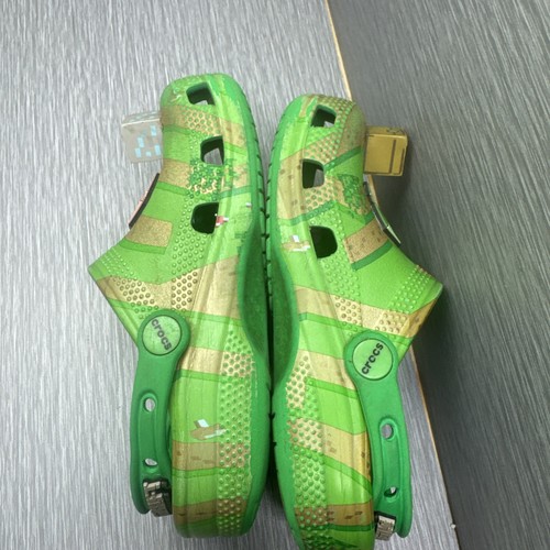 Minecraft Crocs Classic Clog Youth 13 Green Gamer Shoes with Charms - Picture 7 of 10