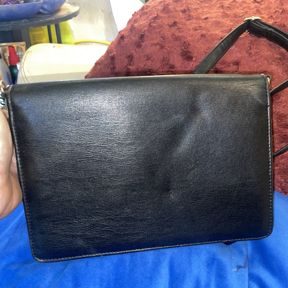 Rampage Black W/gold Tone Clasp Crossbody Bag With Chain/strap Detail - Image 4 of 4