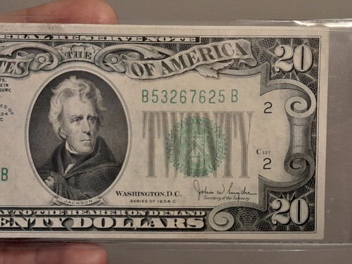 1934 C $20 FEDERAL RESERVE NOTE NEW YORK, NY- CRISP AU - Picture 3 of 6