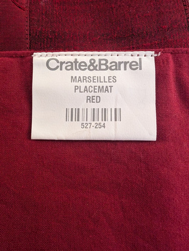 Set Of 5 Crate & Barrel Placemats Marseilles Red Embroidered - Picture 3 of 7