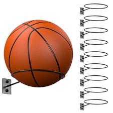 10 Pcs Ball Storage Holder Wall Mount Metal Basketball Display Rack Sports Ro...