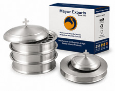 3 Communion Trays with A Lid & 2 Stacking Bread Plates with A Lid - Silver Matte