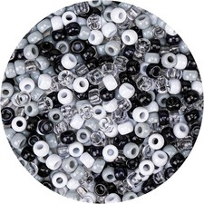 1000PCS 6x9mm Pony Beads Bulk   Black, Gray, White Kandi Beads for Bracelets, Ha