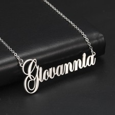 Personalized Name Necklace   Custom Script Pendant, Stainless Steel, Elegant Gif