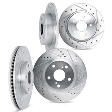 DFC Brake Rotors - Drilled and Slotted - Silver fits 1993-1995 Jaguar XJS XJRS