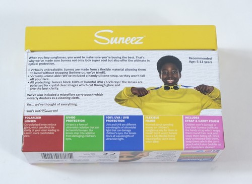 Suneez Yellow Children's Sunglasses Polarised Flexible Blue Arms For Kids - Picture 2 of 3
