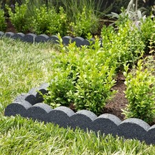 Flexi Curve Scalloped Garden Edging Rubber Landscape Scallop Pack of 4, Grey 
