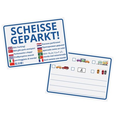 Scheisse Geparkt Notizblock 50 Blatt für Windschutzscheibe mit 12 Sprachen