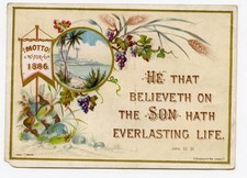 VICTORIAN GREETING CARD  RELIGIOUS PSALM MOTTO 1886 #2802