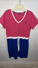 Tommy Hilfiger Sport Colorblock T-Shirt Dress Knee Length V-Neck Short Sleeve XS