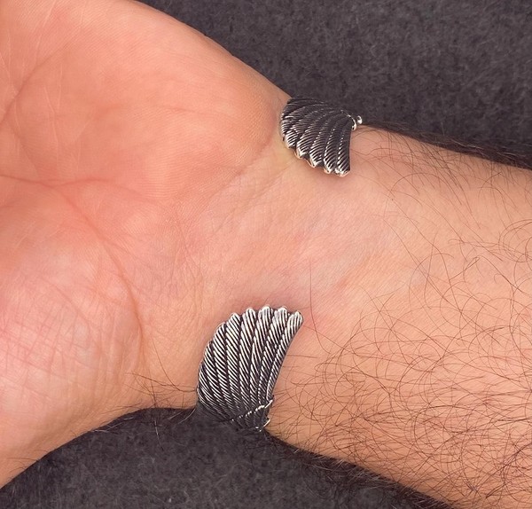 Alternate view of Handcrafted Silver Eagle Cuff Bracelet Turquoise Gold Plated Eagle Head