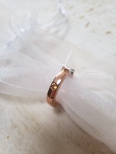 Sterling Silver Band Ring with Natural Brazilian Citrine Gemstone - size K, 5.