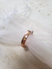 Sterling Silver Band Ring with Natural Brazilian Citrine Gemstone - size M, 6.