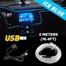USB Ice Cold 5M Blue Light Line Decor Wire Atmosphere Lamp Strip Car Accessories